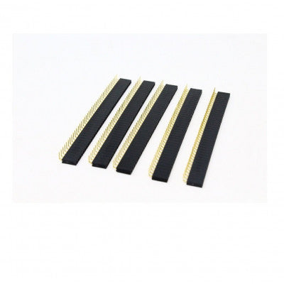 An 1x40 2.54mm Pitch Female Berg Strip Header (Right Angle)