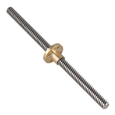 An 150mm Trapezoidal 4 Start Lead Screw 8mm Thread 2mm Pitch Lead Screw with Copper Nut