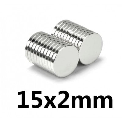 An 15mm x 2mm (15x2 mm) Neodymium Disc Strong Magnet