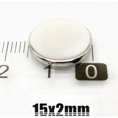 An 15mm x 2mm (15x2 mm) Neodymium Disc Strong Magnet