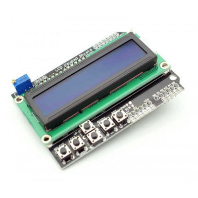 An 16x2 (1602) LCD Keypad Shield - Blue Backlight for Arduino