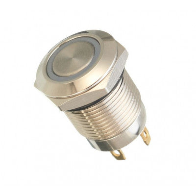 An 16mm 12V Ring (Red Light) Self-Lock Non-Momentary Metal Push-button Switch
