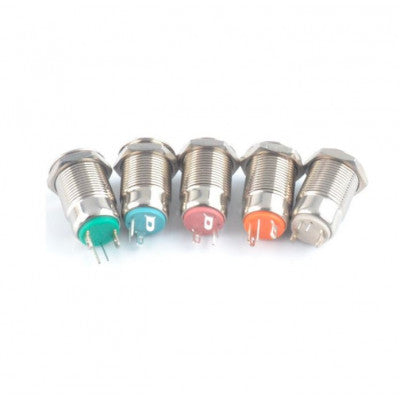 An 16mm 12V Ring (Red Light) Self-Lock Non-Momentary Metal Push-button Switch