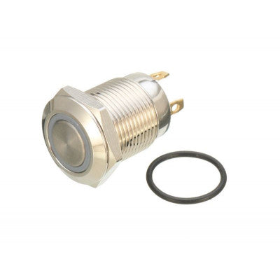 An 16mm 12V Ring (Green Light) Self-Lock Non-Momentary Metal Push-button Switch
