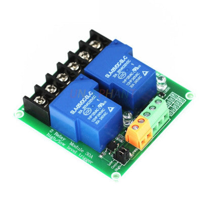 An 2 Channel 5V 30A Relay Module Supports High and Low Trigger Optocoupler
