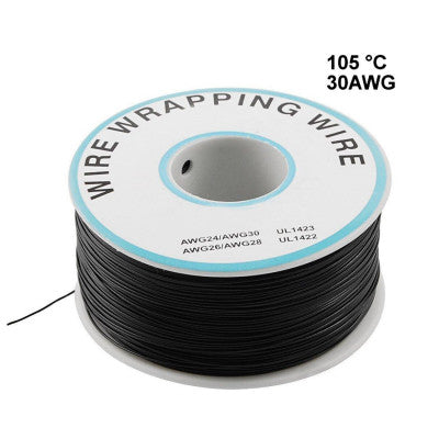 An 230m P/N B-30-1000 Insulated PVC Coated 30AWG Wire Wrapping Wire-Black