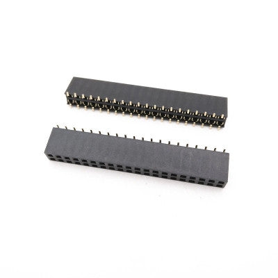 An 2x20 Pin 2.54mm Female Double Row SMT Header Berg Strip