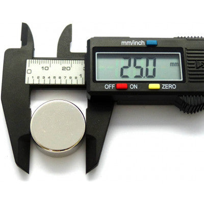 An 25mm x 12mm (25x12 mm) Neodymium Disc Strong Magnet