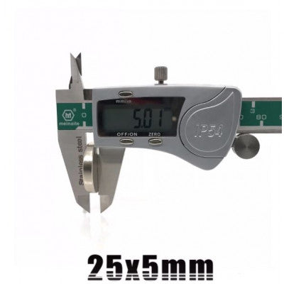 An 25mm x 5mm (25x5 mm) Neodymium Disc Strong Magnet