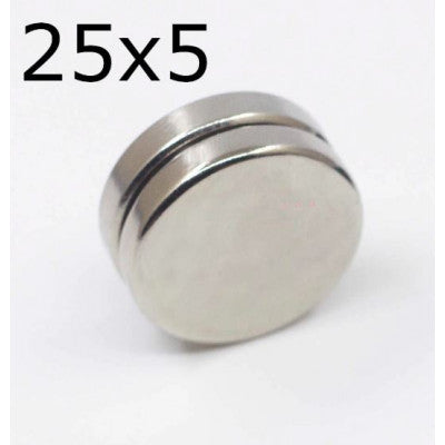An 25mm x 5mm (25x5 mm) Neodymium Disc Strong Magnet