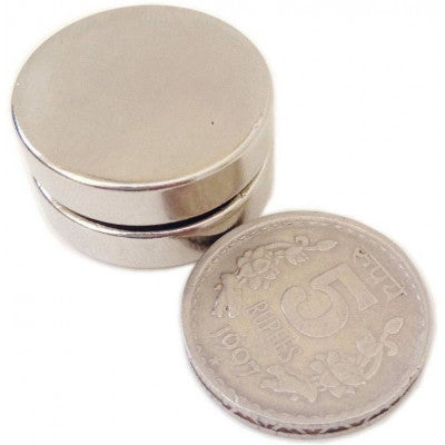 An 25mm x 6mm (25x6 mm) Neodymium Disc Strong Magnet