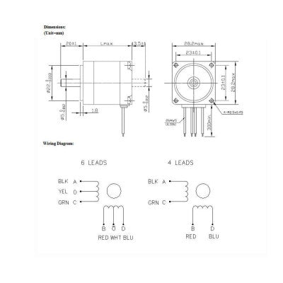 An 28HS45-0674 NEMA11 0.95Kg-cm Stepper Motor Round-Type