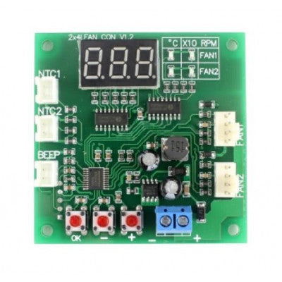 An 2CH 4 Wire LED Digital PWM Motor Speed Controller Fan Temperature Controller Buzzer Alarm DC 12V 24V 48V with 50CM Cable