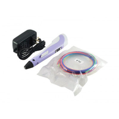 An 2nd Generation 3D Printing Pen with LCD, 1.75mm PLA ABS and Power Adapter - Purple Color