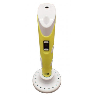 An 2nd Generation 3D Printing Pen with LCD, 1.75mm PLA ABS and Power Adapter - Yellow Color