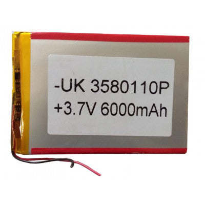 An 3.7V 6000mAH (Lithium Polymer) Lipo Rechargeable Battery Model UK-3580110