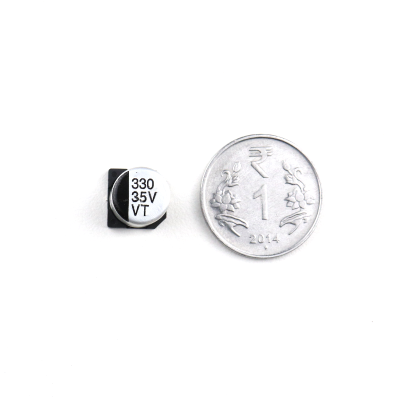 An 330uF 35V (SMD) Electrolytic Capacitor - 5 Pieces Pack