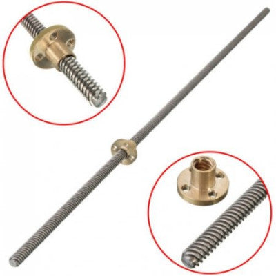 An 350mm Trapezoidal 4 Start Lead Screw 8mm Thread 2mm Pitch Lead Screw with Copper Nut