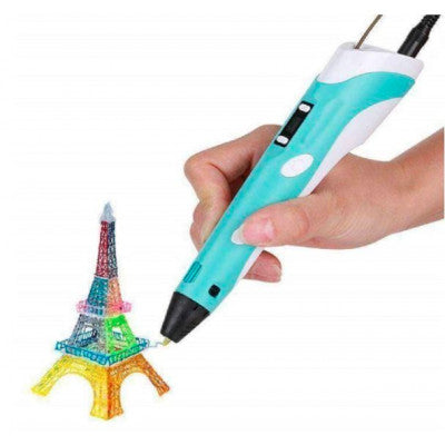 An 2nd Generation 3D Printing Pen with LCD, 1.75mm PLA ABS and Power Adapter - Blue Color