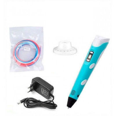 An 2nd Generation 3D Printing Pen with LCD, 1.75mm PLA ABS and Power Adapter - Blue Color