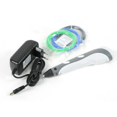 An 3D Printing Pen with Filament and Power Adapter - Grey color