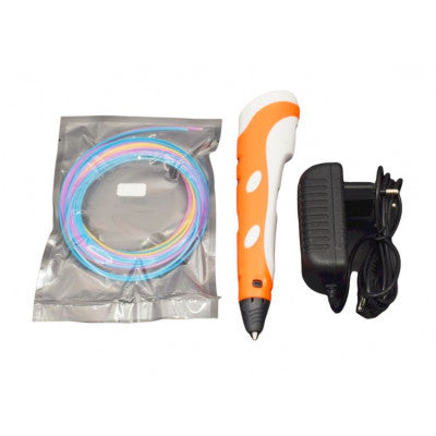 An 3D Printing Pen with Filament and Power Adapter - Orange color
