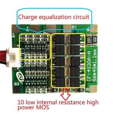 An 4 Series 30A 18650 Lithium Battery Protection Board 14.8V 16V with Cable