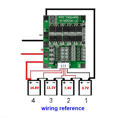 An 4 Series 30A 18650 Lithium Battery Protection Board 14.8V 16V with Cable