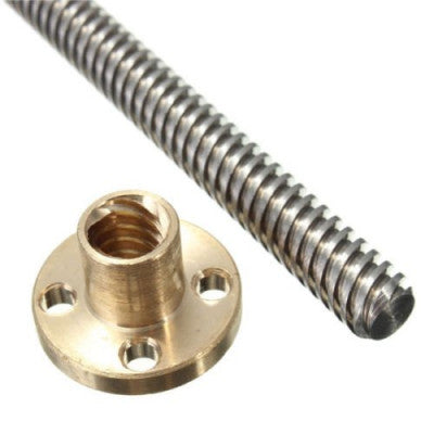 An 400mm Trapezoidal 4 Start Lead Screw 8mm Thread 2mm Pitch Lead Screw with Copper Nut