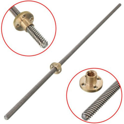 An 400mm Trapezoidal 4 Start Lead Screw 8mm Thread 2mm Pitch Lead Screw with Copper Nut