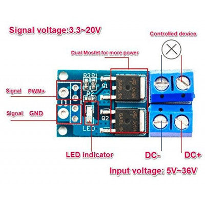 An 5-36V Switch Drive High-Power MOSFET Trigger Module