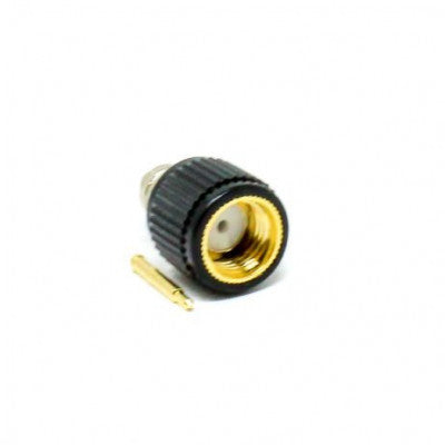 An 50 Ohms Male SMA Connector Black Plastic Shell Solder Type