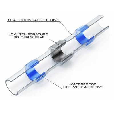 An 5mm Electrical Waterproof Seal Heat Shrink Splice Wire Sleeve White-Blue