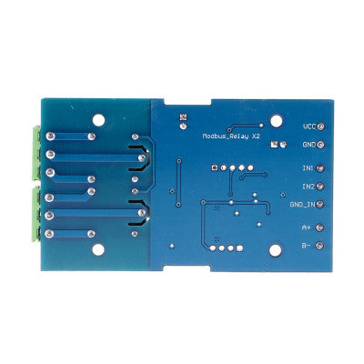 An 5V DC 2 Channel Relay Module with 7-24V Modbus RTU protocol and RS485/TTL Anti-reverse Connection