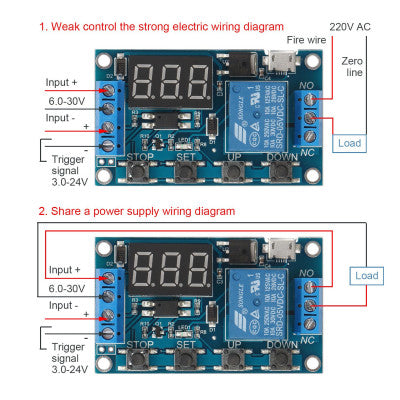 An 6-30V 1-Channel Power Relay Module with Adjustable Timing Cycle