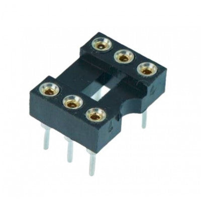 An 6 Pin Machined IC Base/Socket (Round Holes)