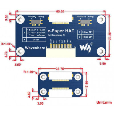 An Waveshare 7.5 inch E-Ink Paper display HAT for Raspberry Pi