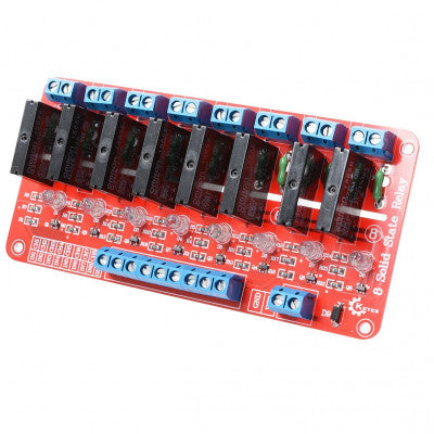 An 8 Channel 5V SSR G3MB-202P Solid State Relay Module Board for Arduino