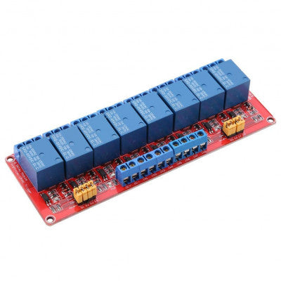 An 8 Channel Relay Module 5V High and Low Level Trigger Relay Module
