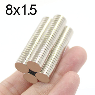 An 8mm x 1.5mm (8x1.5 mm) Neodymium Disc Strong Magnet