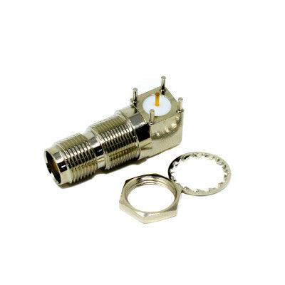 An 90 Degree TNC Connector Female PCB Mount Through Hole Threaded Custom