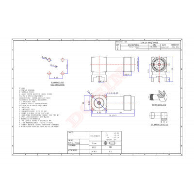 An 90 Degree TNC Connector Female PCB Mount Through Hole Threaded Custom