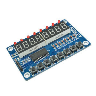An TM1638 8-Bit Button Digital LED Display Module