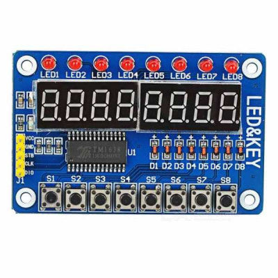 An TM1638 8-Bit Button Digital LED Display Module