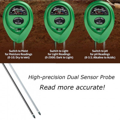 An 3 Way Soil Meter For Moisture, Light Intensity and pH Testing Meter