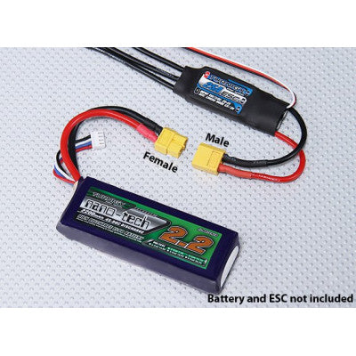 An XT60 Male-Female Connector Pair for Lipo Battery