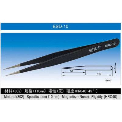 An Anti-Static Tweezers Vetus ESD - 6 Pieces Pack
