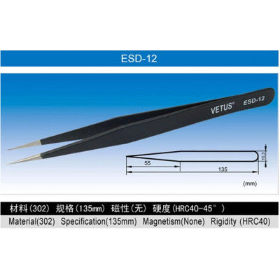An Anti-Static Tweezers Vetus ESD - 6 Pieces Pack
