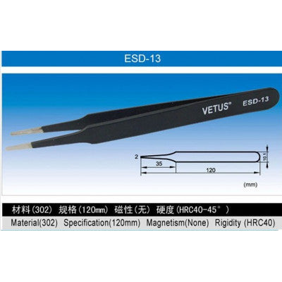 An Anti-Static Tweezers Vetus ESD - 6 Pieces Pack