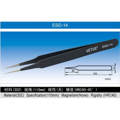 An Anti-Static Tweezers Vetus ESD - 6 Pieces Pack